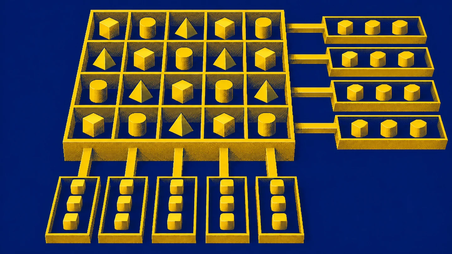 A pixel-art matrix with separate counting results along its columns and rows