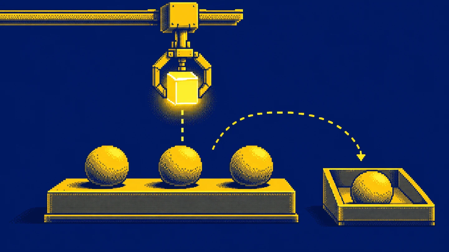 A mechanism selects the middle stone for replacement while leaving the outer stones in place