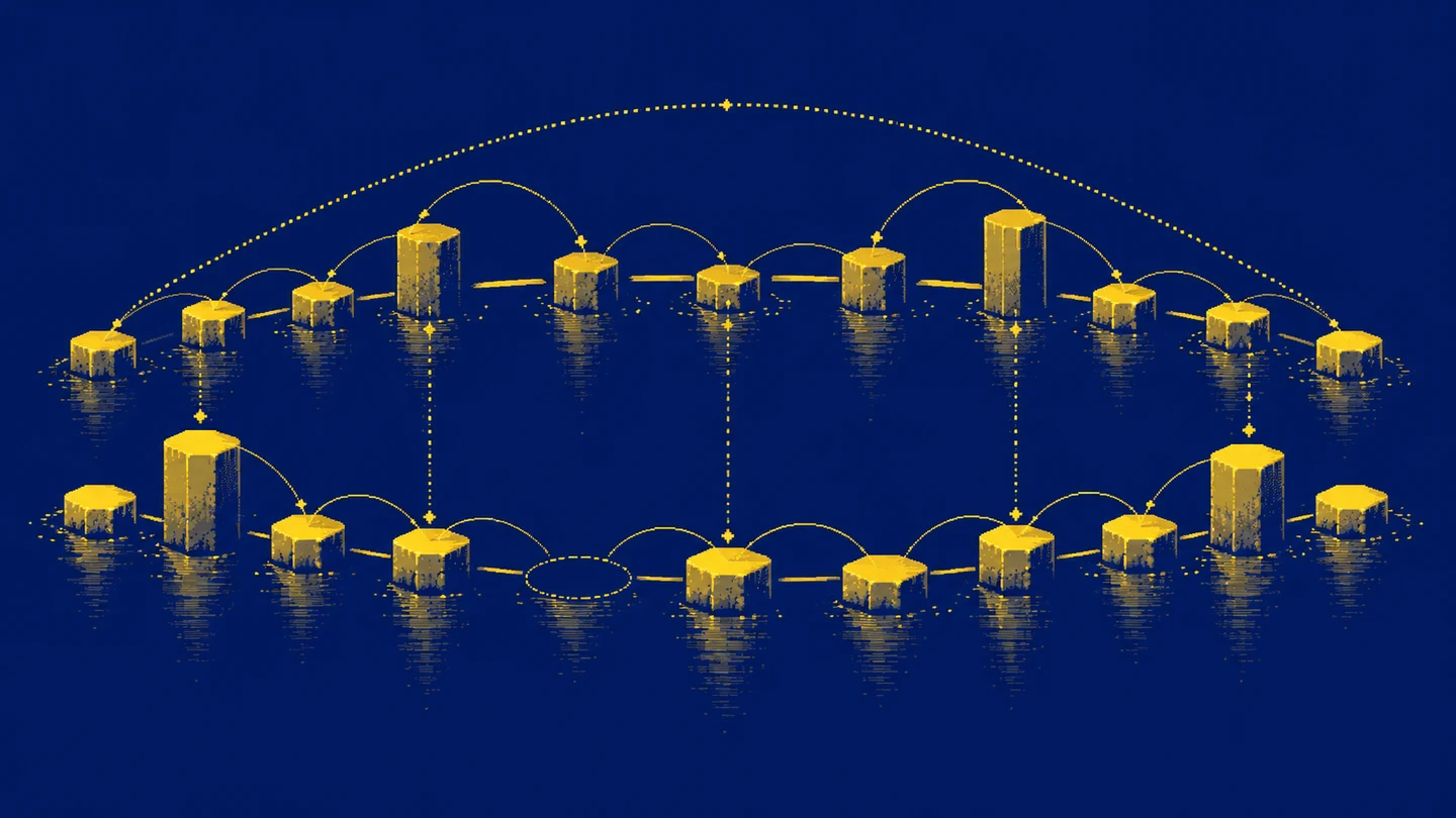 Two timelines with bridges comparing neighboring and distant periods and one missing step